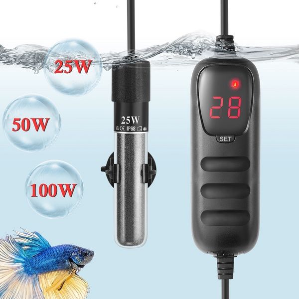 Calefacción de filtración FEDOUR Mini Acuario Calentador Termostato sumergible digital Controlador de temperatura externo Aumento rápido de temperatura para tanque de tortuga de peces 230729