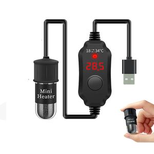 Filtration Heating Mini Aquarium heating rod Fish Tank Heater Submersible Thermostat 1834°C Adjustable Temperature USB Charging 230706