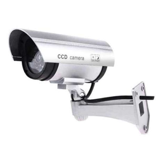 Fimei caméra factice caméra de sécurité dimitation avec Activation lumière rouge matériau ABS forme de balle rotation à 360 degrés fausse caméra