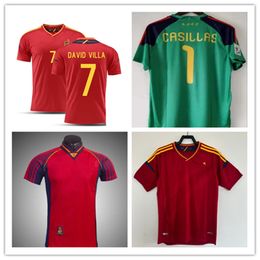 Final 2010 Espagne Retro Jersey Casillas 1994 1998 Raul Xavi Hierro Alonso Caminero Iniesta Puyol Pique David Villa Torres 2012 Ramos Vintage Football Shirt