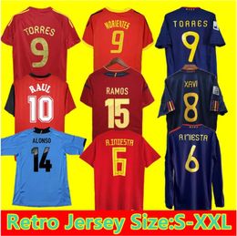 Final 2010 Spanje Retro voetbaltruien 1996 1994 Raul Xavi Hierro Guardiola Alonso Puyol Pique David Villa Torres Iniesta 2008 2012 Ramos Espagne Camiseta de Futbol 88