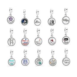 VENTA FINAL 925 encanto de diseño de plata esterlina Freedom Tower Mama Bear cuelga cuentas de insignia coloridas DIY fit Pandoras pulsera para mujer joyería moda elegante regalo