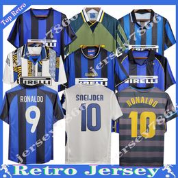 Finales 2009 MILITO SNEIJDER ZANETTI Camiseta de fútbol retro Eto'o Fútbol 97 98 99 01 02 03 Djorkaeff Baggio ADRIANO MILAN 10 11 07 08 09 Inter BATISTUTA Zamorano Uniformes