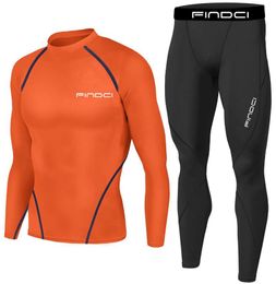 Findci 2PCSSet Compressiebroek Dames Running Tights Broek Shirt Set Fitnessbroek Elastisch Marathon Sneldrogend Basislaag6570154