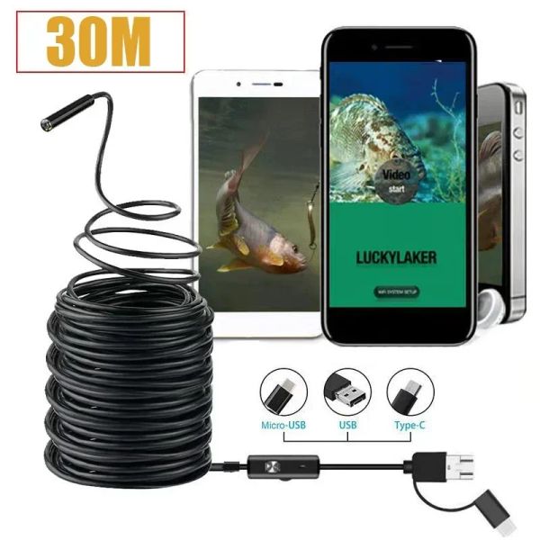 Finder 30m HD Endoscope Camera USB C Fish Camera Connecteur PC pour connexion Android Wire