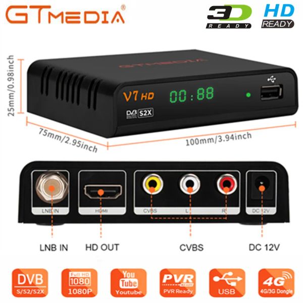 Finder Gtmedia V7 HD Receptor DVBS2/S Receptor satelital Freesat V7 con CS Totalmente 1080p Tuner Tuner Decoder soporte YouTube Bisskey