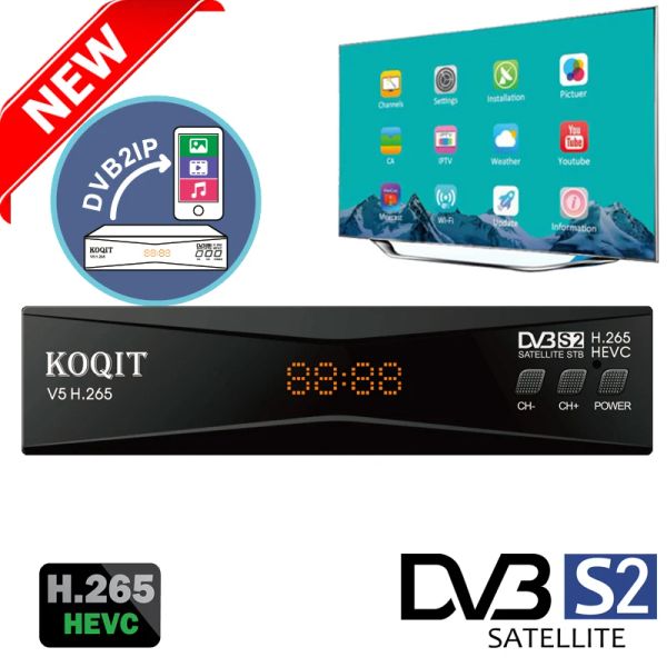 Finder Koqit DVB2IP TV Stick Cast H.265 Satélite Receptor DVBS2 Receptor HEVC Decoder Internet Finder Finder de espejo en vivo Biss Vu Vu