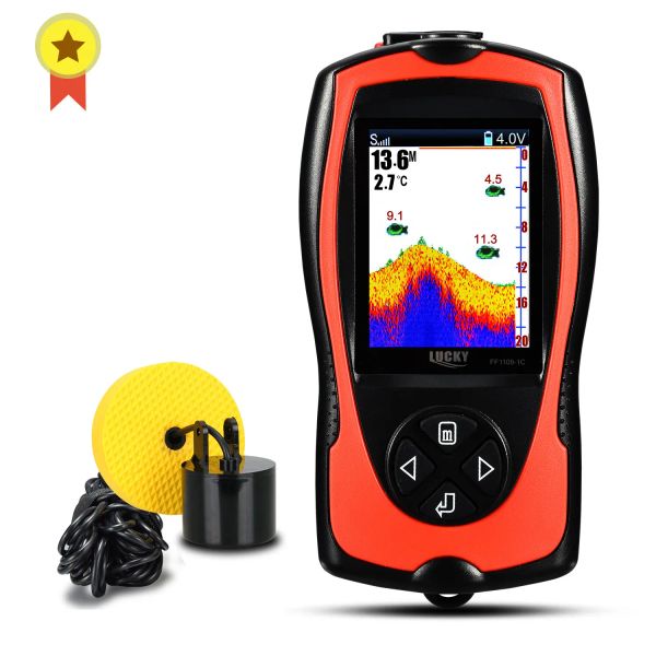 Finder Lucky FF11081CT Portable Fish Fish Fish Finder 100m Depth Echo Sounder 2,4 pouces Couleur LCD Affichage de la mer Lake Sea