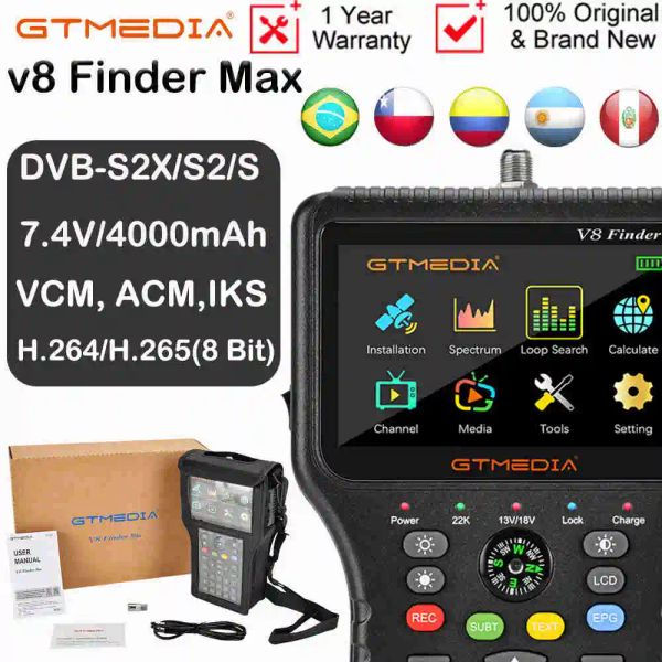 Finder Nouveau 2022 GTMedia V8 FINDERMAX SATELLITE SIGNAL DVBS / S2 / S2X H.264 / H.265 (8 bits) Locator satellite 4,3 pouces de haut niveau