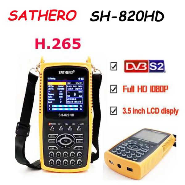 Finder Satero SH820HD ACM VCM Medidor de satélite digital DVBS2 H.265 3.2 pulgadas Soporte de datos de datos satelitales globales 8PSK 32APSK