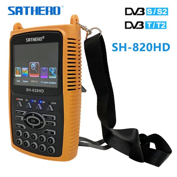 Finder Satero SH820HD DVBS2 DVBT2 Combo Combo Digital Señal Medidor Soporte CCTV 3.5 pulgadas HD TFT LCD Pantalla 8PSK 32APSK VS 810HD