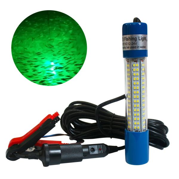 Finders 12v 8W 180 LED 1000 lumen lumen appât de nuit bateau de pêche sous-marine lumière sous-marine profonde avec clip de batterie