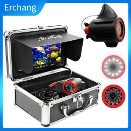 Finders Erchang Caméra de pêche sous-marine 7 pouces 15/30 m infrarouge 24 pièces lumières étanche caméra de recherche de poisson pour la pêche sur glace/mer en hiver
