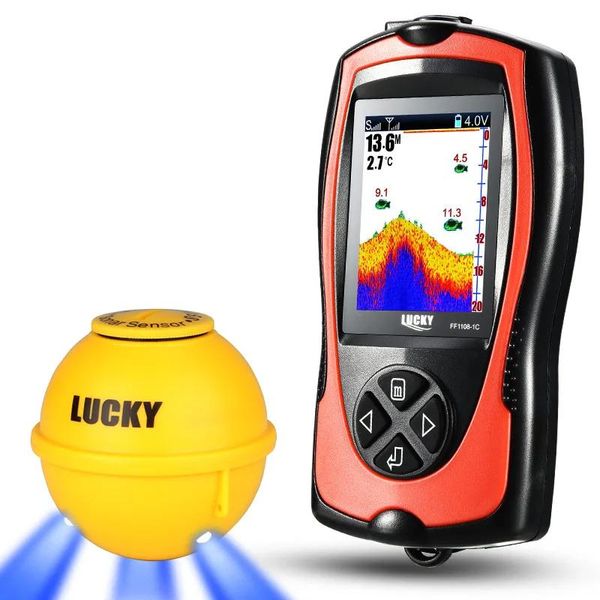 Finders Lucky Sonar Fish Finder FF11081CWLA Capteur sans fil rechargeable 45m profondeur d'eau Echo Sounder Fishing Fish Finder