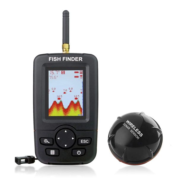Finders Portable Fish Finder Sonar Sonar Capteur Fishfinder Profondeur Fish Taille, Température de l'eau, Contour de fond, Color LCD