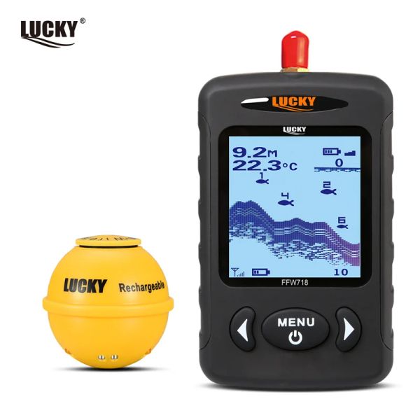 Buscadores Menú ruso Menú ruso Sonar inalámbrico Buscador de peces portátil Sensor Echo Sounder Alarma Río Lago Mar Cama en vivo 135 pies/45 m