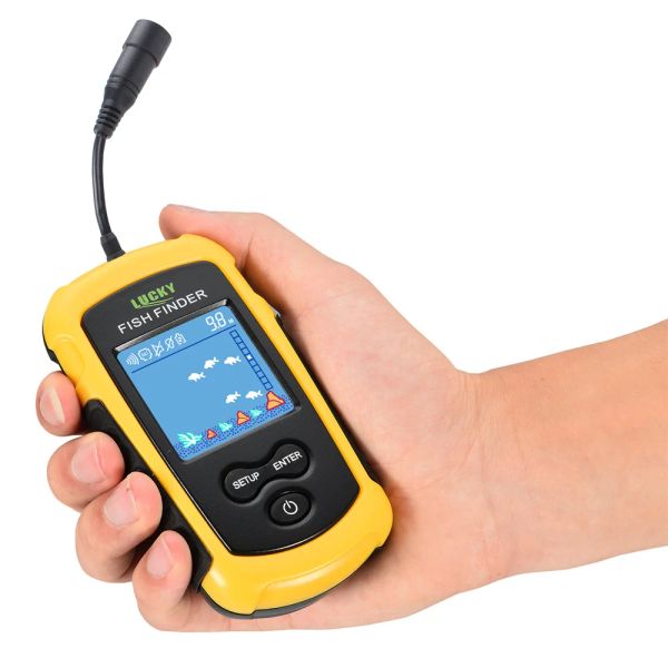 Finders Finds Portable Sonar Fish Finder, Détecteur d'alarme de pêche, transducteur de capteur avec écran LCD