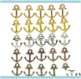 Bevindingen Componenten Sieraden1000PCS 14x19mm Diy Sieraden Aessories 5 kleuren Bronze Sier Gold Color Alloy Vintage Ocean Anchor Charms3120543