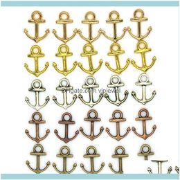 Componenten Jewelry1000 Stuks 14x19Mm Diy Sieraden Aessories 5 Kleuren Brons Sier Goud Kleur Legering Vintage Oceaan Anker Charms212G