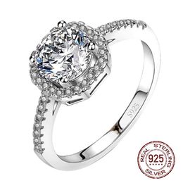 Fijne 7,5 mm ronde geslepen Moissanite 925 zilveren ring 1 5ct Lab Zirconia diamant eeuwige liefde token vrouwen vriendin cadeau J-477315t