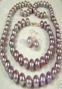 Collier et boucles d'oreilles en perles de raisin violet, Muscat naturel fin, 89mm, ensemble 9319893
