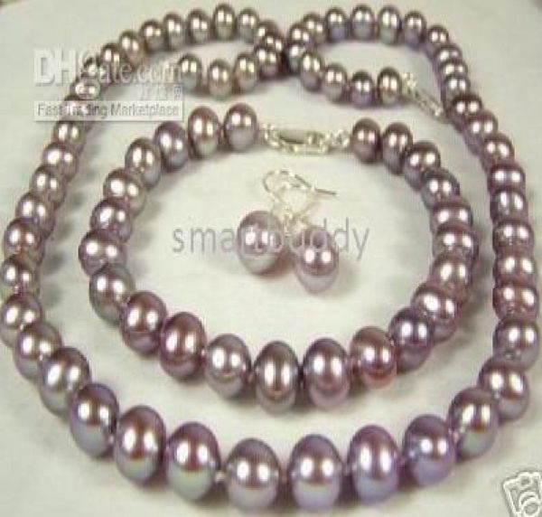 Fino 89mm Moscatel Natural uvas moradas collar de perlas pulsera pendientes Set4576437