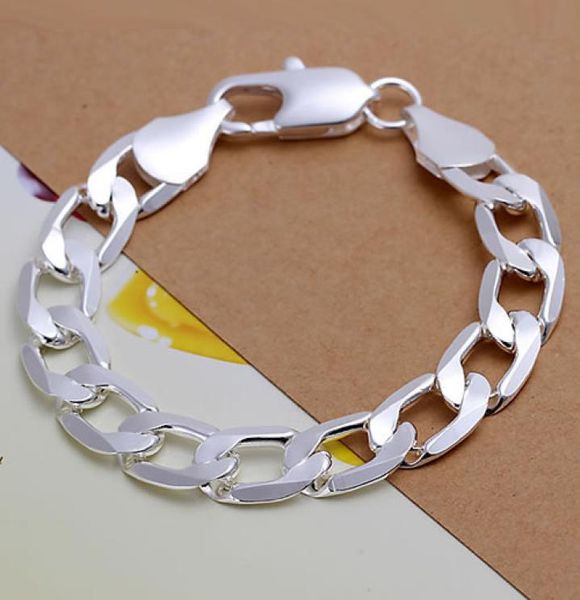 Fine 925 Pulsera de plata esterlina para mujeres Menfashion 925 Silver 12 mm Cadena 8 pulgadas Italia 2018 NUEVA LLEGA XMAS GFIT8727877