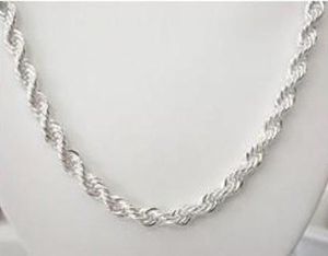 Fijn 925 Sterling Silver kettingxmas Nieuw 925 Silver Chain 4mm 1624inch E Rope ketting voor vrouwen Men Fashion Jewelry Link 86695201584907