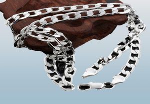 Fine 925 Collier en argent sterling NOUVEAU 925 argent 6 mm 16 pouces 18quot24inch Collier de chaîne de trottoir pour femmes