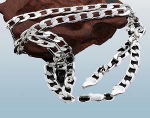 Fijne 925 Sterling Zilveren KettingXMAS Nieuwe 925 Zilver 6MM 16inch 18quot24Inch Curb Chain Ketting Voor Vrouwen Mannen mode-sieraden8842345