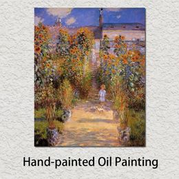Fine Art schilderij Claude Monet tuin bij Vetheuil impressionistische canvas kunstwerk foto voor leeszaal muur Decor256r