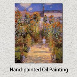 Fine Art schilderij Claude Monet Garden bij Vetheuil impressionistische canvas artwork foto voor leeszaal muur Decor320s