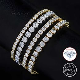 Bracelet fin 925 chaîne de tennis en argent sterling diamant 14k or coutume hommes joelry collages Moisanite Cuban Link chaîne