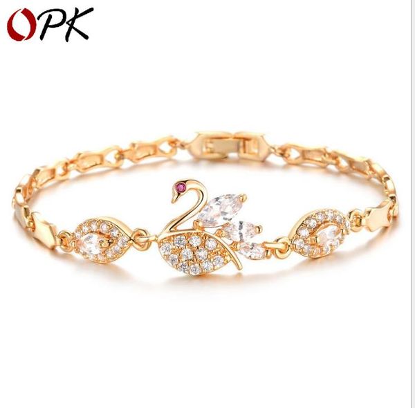 Bracelet fin avec ornements de mains en cristal plaqué or 18 carats