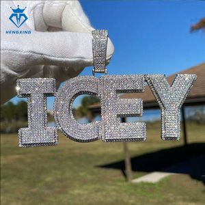 Fijne aangepaste letters hanger sieraden 925 zilveren Pass Diamond Tester Iced Out Vvs Moissanite hiphop