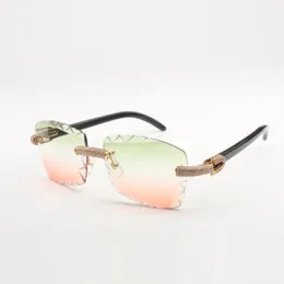 Fijne diamant zonnebril frame 3524029 met natuurlijke kleurenhoorns en 58 mm duidelijke gesneden lenzen