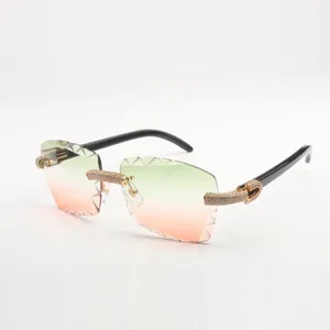 Monture de lunettes de soleil en diamant fin 3524029 avec cornes de couleur naturelle et verres transparents de 58 mm