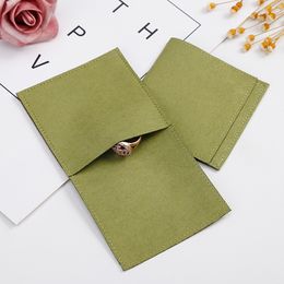 fijne envelop zakjes sieraden verpakking voor oorbellen ketting kerstjuwelen bruiloft kleine groene microfiber zakje cadeauzakje