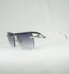 Verre fin bois naturel lunettes de soleil hommes noir blanc corne de buffle antique lunettes carrées sans monture Oculos Gafas accessoires 3499819