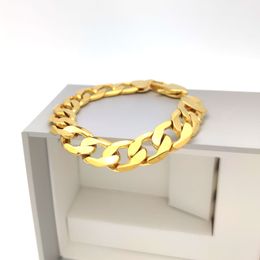 Fijn goud gevuld Italiaanse stoep Cubaanse link ketting armband heren 205mm 12mm 8inch dames 24 k verbinden gele vaste stof