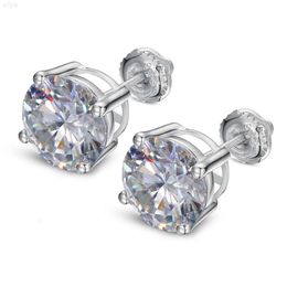 Fijn vergulde verklaringen 925 zilver 1ct 2ct Def Color Real Moissanite Diamond Stud Screw Back