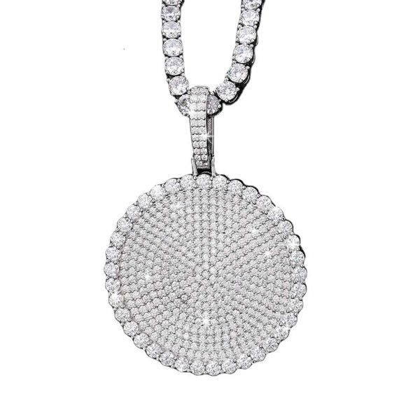 Joyería fina de Hip Hop para hombres y mujeres, probador de diamantes Sier Pass de 20/30/40Mm, collar con colgante de moneda de disco helado VVS Moissanite