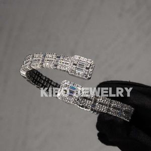 Bijoux fin Hip Hop Sterling Silver Vvs Baguette Moisanite Diamond Bracelet Bracelettes