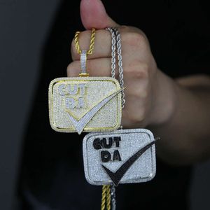 Fijne hiphop sieraden Vvs Moissanite rechthoek hanger aangepaste brief gesneden Da mannen hiphop hanger