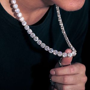 Bijoux fins 10 mm sterling sier d couleur vvs Collier de chaîne de tennis en cluster de diamant Moisanite pour hommes pour hommes