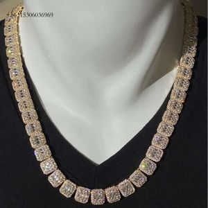 Bijoux fin de 12 mm de haute qualité sterling sier complet en plein sang glacé masculin hip hop Moisanite Tennis Chain Collier