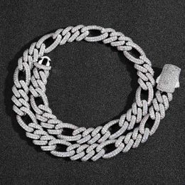 Fijne sieraden 12 mm Hip Hop 925 Sterling Silver VVS Moissanite Diamond Iced Out Miami Cuban Link Chain Necklace for Men