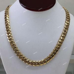 Fijne sieraden 16 mm gouden Miami Cubaanse ketting verkopen glans helder 10k 14k massief goud groothandel Cubaanse schakelketting
