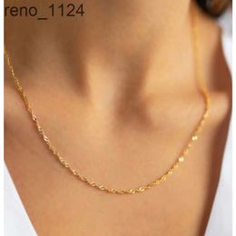 Fijne sieraden 18k gouden roestvrijstalen ketting, niet bezoedelen, dubbel touw, gedraaide ketting, 2 mm watergolfketting