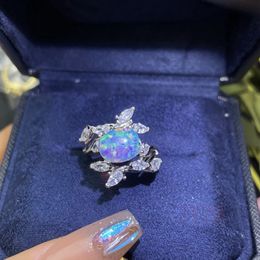 Bijoux fins en argent 925, bague opale de couleur naturelle pour femmes, pierres précieuses ovales, à la mode, bijoux de mariée de mariage, 240229
